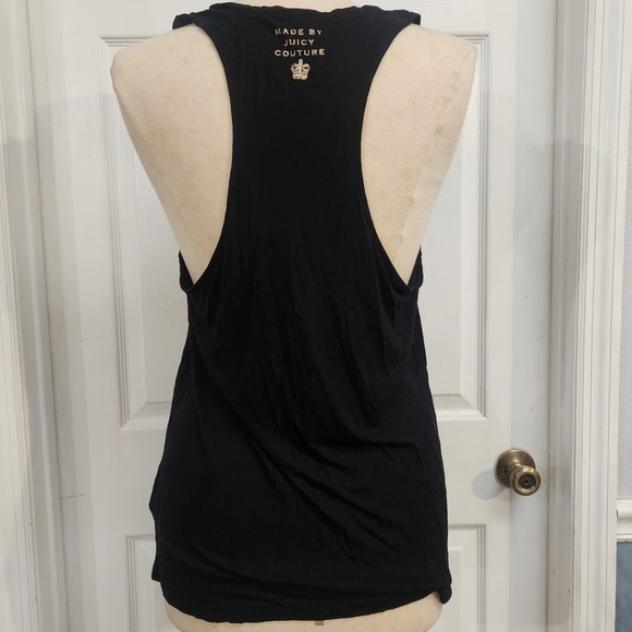 Juicy Couture Black Tank Top with Feeling Beachy Written In Gold Glitter - Picture 4 of 9